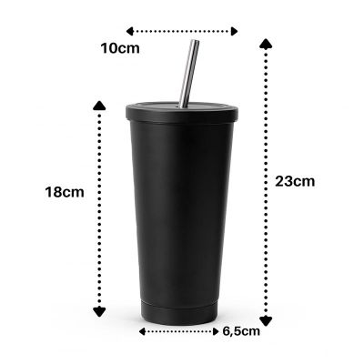 Ozdusk Paslanmaz Pipetli Termos Matara, 500 ml, Siyah - 5