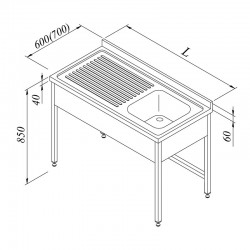 Öztiryakiler 1G/1D Countertop with Sink, Left, 3 Curtains, 140x70 cm, 17 kg - Öztiryakiler