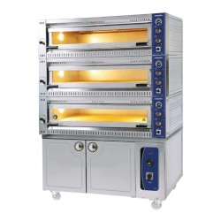 Öztiryakiler 34 cm x 18 Pizza Capacity 3 Deck Pizza and Lahmacun Oven with Brewing Cabinet, Electric - Öztiryakiler