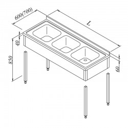 Öztiryakiler 3G 3 Curtain Sink Worktop, 160x60 cm - Öztiryakiler