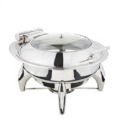 Öztiryakiler Ayaklı Dikdörtgen Cam Kapaklı Chafing Dish, GN 2/3, 6 L, Jel Yakıtlı - 1