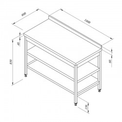 Öztiryakiler Back Work Bench with Intermediate Shelf, 100x60 cm - Öztiryakiler