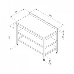 Öztiryakiler Back Work Bench with Intermediate Shelf, 100x70 cm - Öztiryakiler