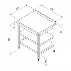 Öztiryakiler Back Work Bench with Intermediate Shelf, 60x60 cm - Öztiryakiler