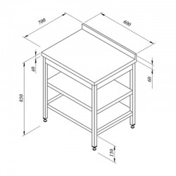 Öztiryakiler Back Work Bench with Intermediate Shelf, 60x70 cm - Öztiryakiler