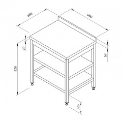 Öztiryakiler Back Work Bench with Intermediate Shelf, 90x60 cm - Öztiryakiler