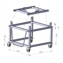 Öztiryakiler Boiler Carrying Trolley on Floor Stove, 95x85 cm - Öztiryakiler