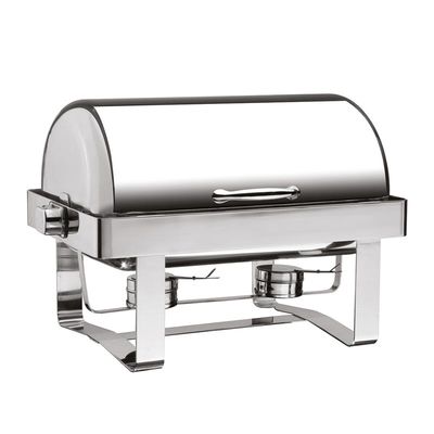 Öztiryakiler Düz Ayaklı 180 Derece Açılır Kapaklı Chafing Dish, GN 1/1, Jel Yakıt + Elektrikli - 1