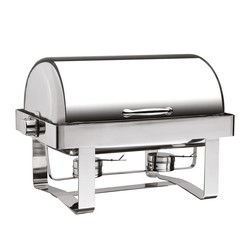 Öztiryakiler Chafing Dish with 180 Degree Opening Lid with Flat Feet, GN 1/1, Gel Fuel + Electric - Öztiryakiler