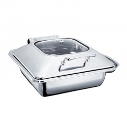 Öztiryakiler Chafing Dish with Rectangular Glass Lid, 6 L - Öztiryakiler