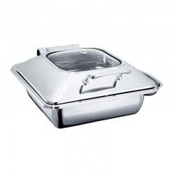 Öztiryakiler Chafing Dish with Rectangular Glass Lid, 9 L - Öztiryakiler