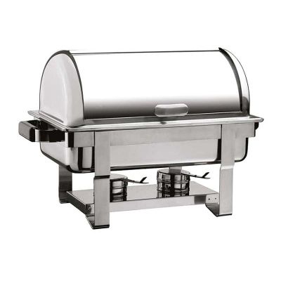 Öztiryakiler Chafing Dish Kızaklı Yekpare Rolltop Kap, İçiçe Geçen Ayak, Jel Yakıt + Elektrikli - 1
