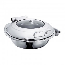 Öztiryakiler Yuvarlak Cam Kapaklı Chafing Dish, 6 L - Öztiryakiler
