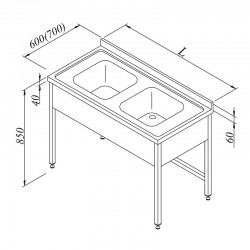 Öztiryakiler Countertop with 3 Curtain Sink, Left, 2G, 120x70 cm - Öztiryakiler