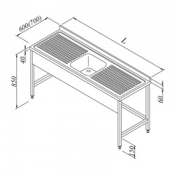 Öztiryakiler Countertop with 3 Curtain Sinks, 1G/2D, 160x60 cm - Öztiryakiler