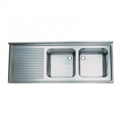 Öztiryakiler Double Bowl Table Sink with Left Dropper, 140x60 cm, 40x40x25 cm - Öztiryakiler