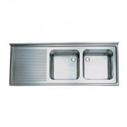 Öztiryakiler Double Bowl Table Sink with Left Dropper, 160x70 cm, 40x50x25 cm - Öztiryakiler