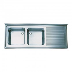 Öztiryakiler Double Bowl Table Sink with Right Dropper, 140x60 cm, 40x40x25 cm - Öztiryakiler