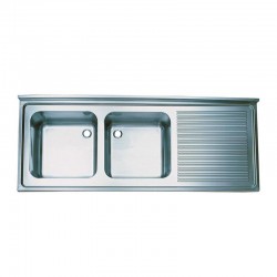 Öztiryakiler Double Bowl Table Sink with Right Dropper, 190x70 cm, 60x50x30 cm - Öztiryakiler