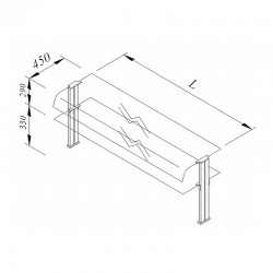 Öztiryakiler Double Row Bombe Glass Service Shelf, 240x30 cm - Öztiryakiler