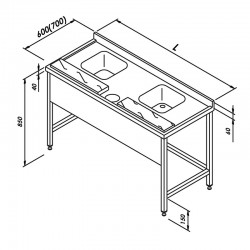 Öztiryakiler Fish Preparation Bench, 240x70 cm - Öztiryakiler