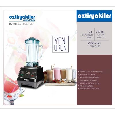 Öztiryakiler Gurmeaid BL-811 Bar Blender, 2 L, 1500 W, Black - Öztiryakiler