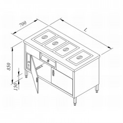 Öztiryakiler Hot Service Unit, 240x70 cm, Electric - Öztiryakiler