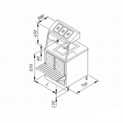 Öztiryakiler Hot Service Unit with Temperature Cabinet, 240x70 cm, Electric - Öztiryakiler