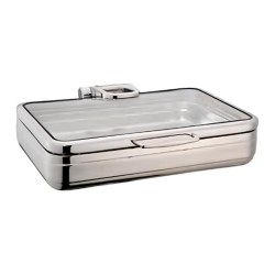 Öztiryakiler Lux Hidrolik Cam Kapaklı Dikdörtgen Chafing Dish, GN 1-2, 4 L - Öztiryakiler