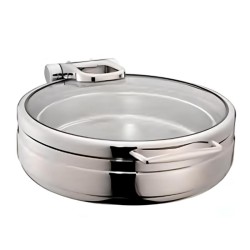 Öztiryakiler Lux Hidrolik Cam Kapaklı Yuvarlak Chafing Dish, GN 2-3, 6 L - Öztiryakiler