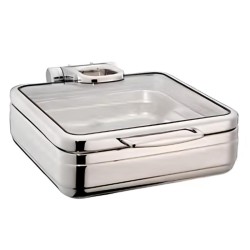 Öztiryakiler Lux Hydraulic Square Chafing Dish with Glass Lid, GN 2-3, 6 L - Öztiryakiler