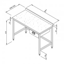Öztiryakiler Marble Top Single Drawer Work Bench, 160x70 cm - Öztiryakiler