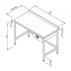 Öztiryakiler Marble Top Single Drawer Work Bench, 190x70 cm - Öztiryakiler