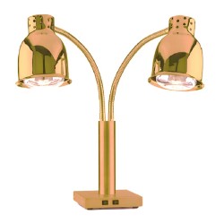 Öztiryakiler MRFHL18 Warm Holder Double Lamp with Adjustable Arm with Stand, 40x40x60 cm, Brass - Öztiryakiler
