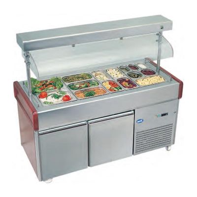 Öztiryakiler OSBA 15070 Asansörlü Buzdolaplı Saladbar, 157x72 cm, Ceviz - 1