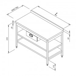Öztiryakiler Single Drawer Backed Work Bench with Intermediate Shelf, 140x60 cm - Öztiryakiler