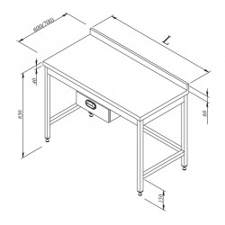 Öztiryakiler Single Drawer Work Bench with Back, 120x70 cm - Öztiryakiler