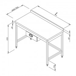 Öztiryakiler Single Drawer Work Bench with Back, 140x60 cm - Öztiryakiler