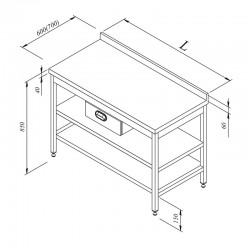 Öztiryakiler Single Drawer Work Bench with Intermediate Shelf, 140x70 cm - Öztiryakiler