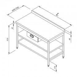Öztiryakiler Single Drawer Work Bench with Intermediate Shelf, 160x70 cm - Öztiryakiler