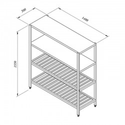 Öztiryakiler Stacking Rack, 2 Flat 2 Grid Tables, 140x50 cm - Öztiryakiler