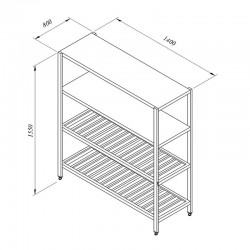 Öztiryakiler Stacking Rack, 2 Flat 2 Grid Tables, 140x80 cm - Öztiryakiler
