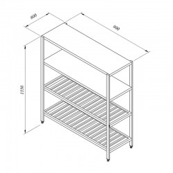 Öztiryakiler Stacking Rack, 2 Flat 2 Grid Tables, 90x60 cm - Öztiryakiler