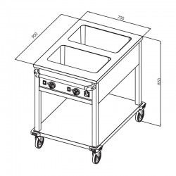 Öztiryakiler Stainless Movable Bain Marie, 2 GN 1/1 Capacity - Öztiryakiler