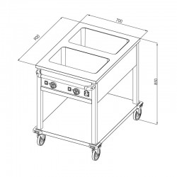 Öztiryakiler Stainless Movable Bain Marie, 3 GN 1/1-200 Capacity - Öztiryakiler