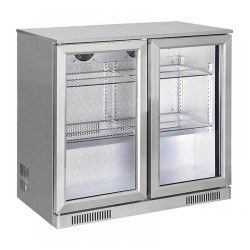 Öztiryakiler Stainless Steel Behind Bar Bottle Cooler Cabinet with 2 Sliding Doors - Öztiryakiler