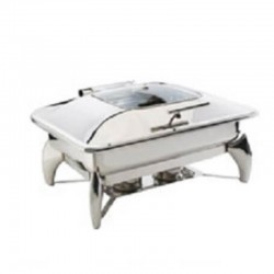 Öztiryakiler Standing Rectangular Chafing Dish with Glass Lid, GN 1/1, 9 L, Gel Fuelled - Öztiryakiler
