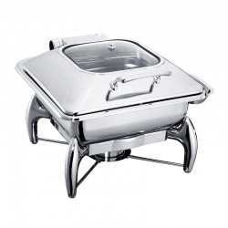 Öztiryakiler Standing Square Chafing Dish with Glass Lid, 9 L - Öztiryakiler