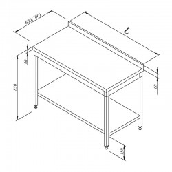 Öztiryakiler Work Bench Base Shelf with Backrest, 160x60 cm - Öztiryakiler