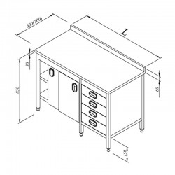 Öztiryakiler Work Bench with Drawers and Shelves, 120x60 cm - Öztiryakiler